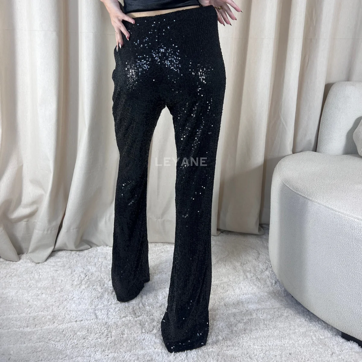 Pantalon Sequin flare fit – Noir