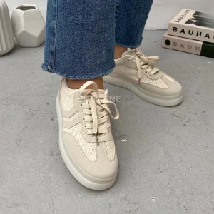 Baskets bi matière - Beige