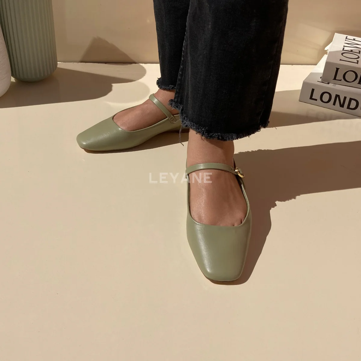 Ballerine en cuir – Vert