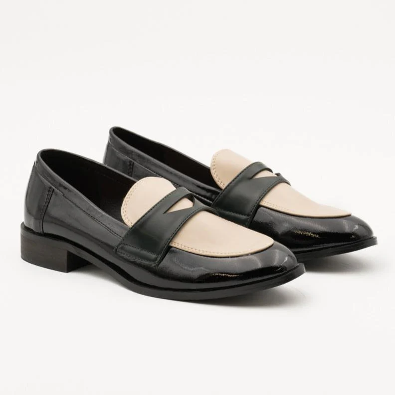 Mocassin bi color vernis – Noir et Vert