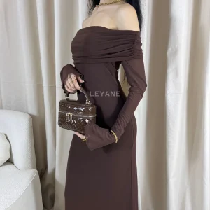 Off shoulder mesh maxi dress - Chocolat